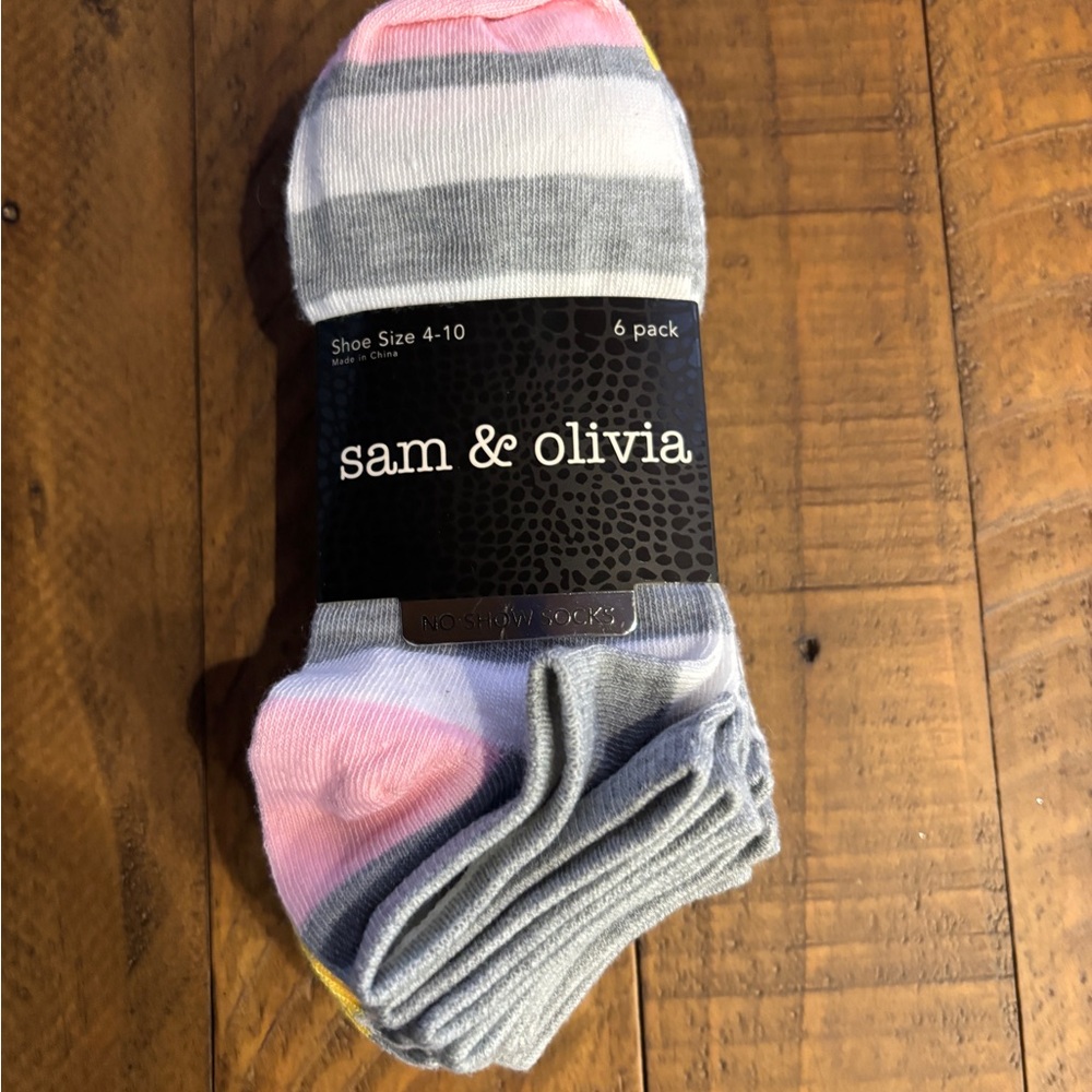Sam & Olivia Women's No-Show Socks, (2 )6-Pack (MultiColor, Shoe Size: 4-10)